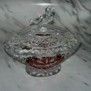 Vintage Hofbauer ruby byrdes birds lidded sugar bowl